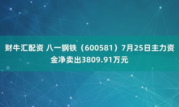 财牛汇配资 八一钢铁（600581）7月25日主力资金净卖出3809.91万元