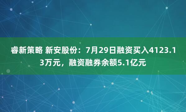 睿新策略 新安股份：7月29日融资买入4123.13万元，融资融券余额5.1亿元